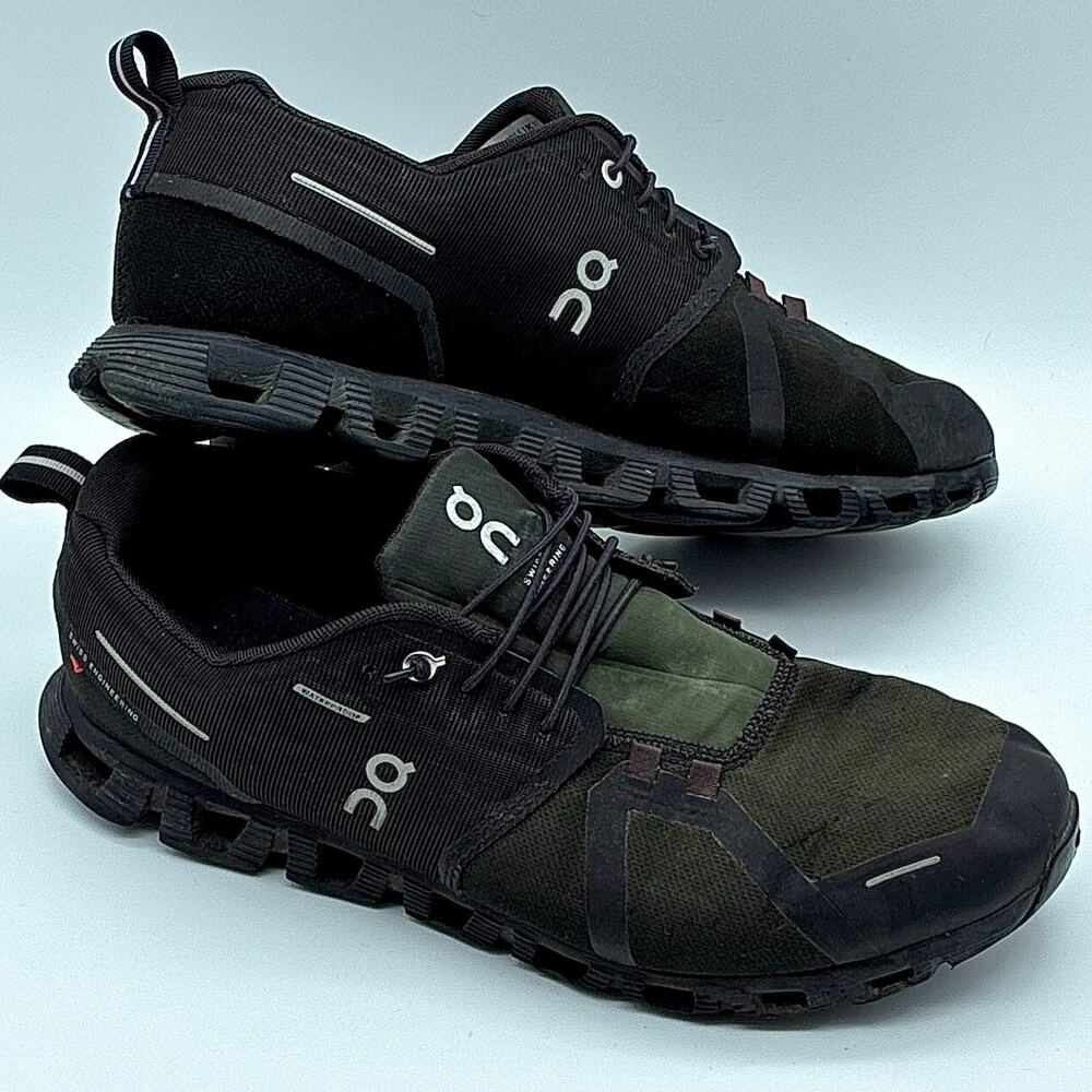 On Cloud 5 Shoes Mens 11.5 Black Green Waterproof Preppy Trail Outdoors Running